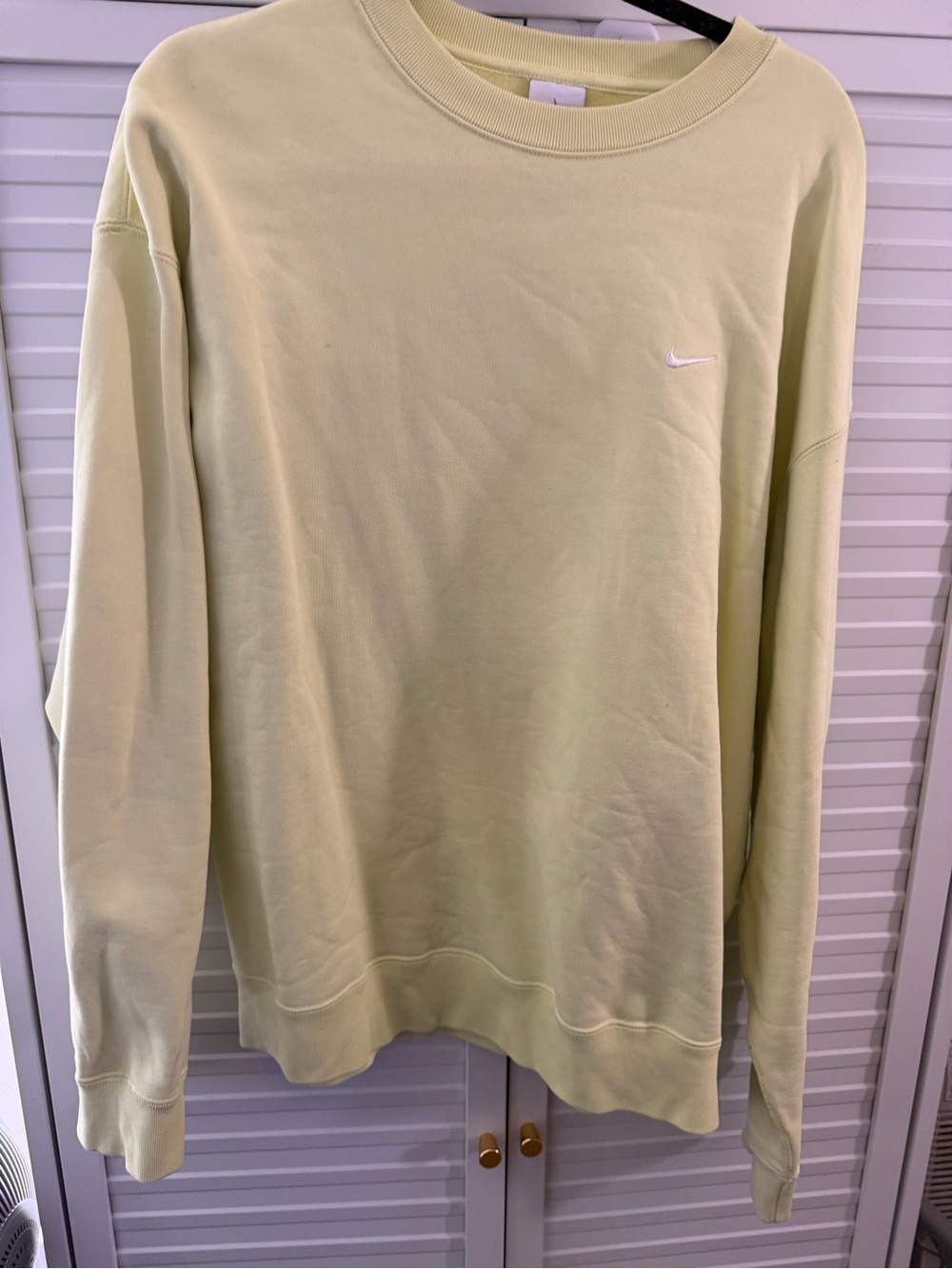 Nike Pale Yellow Crewneck Sweatshirt with White Swoosh